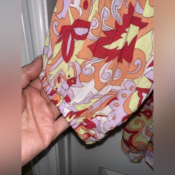 I.N. Studio Women's 3X Tunic Blouse Peasant Boho Floral Orange Multi NEW - Picture 6 of 9